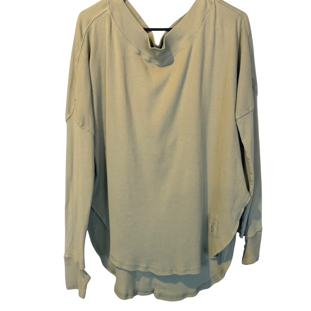 Free People Movement Sage Green Ribbed Open Back Thermal Top S Boho Lounge